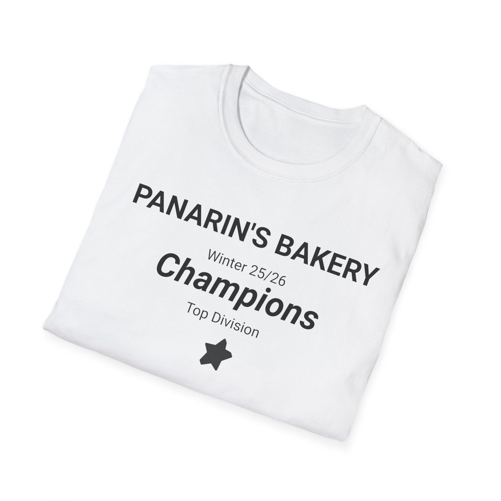 42-Champions Team T-Shirt — "Panarin's Bakery Champions" Winter 25/26 Top Division Front Print Only
