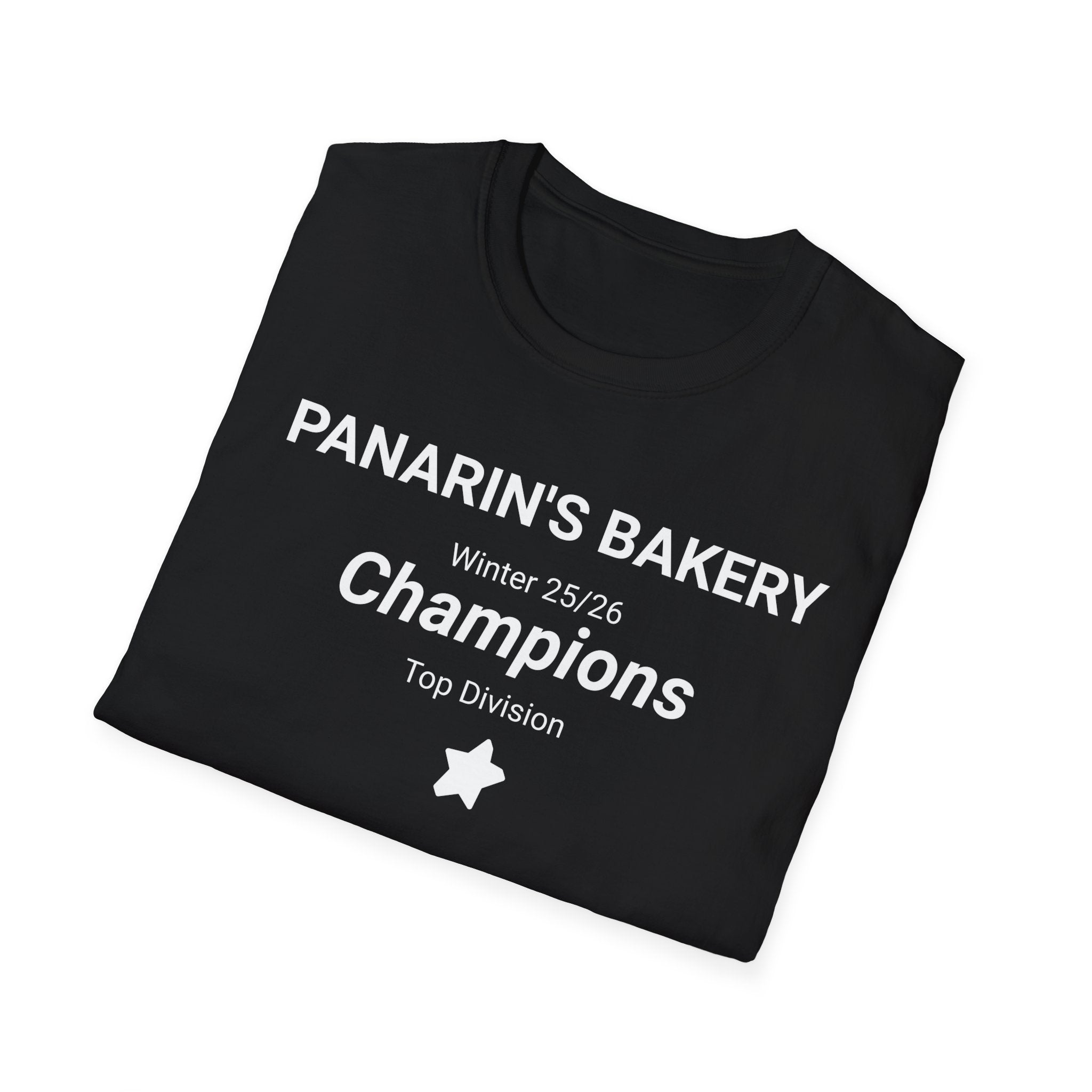 43-Champions Team T-Shirt — "Panarin's BAKERY" Winter 25/26 Top Division with roster on the back