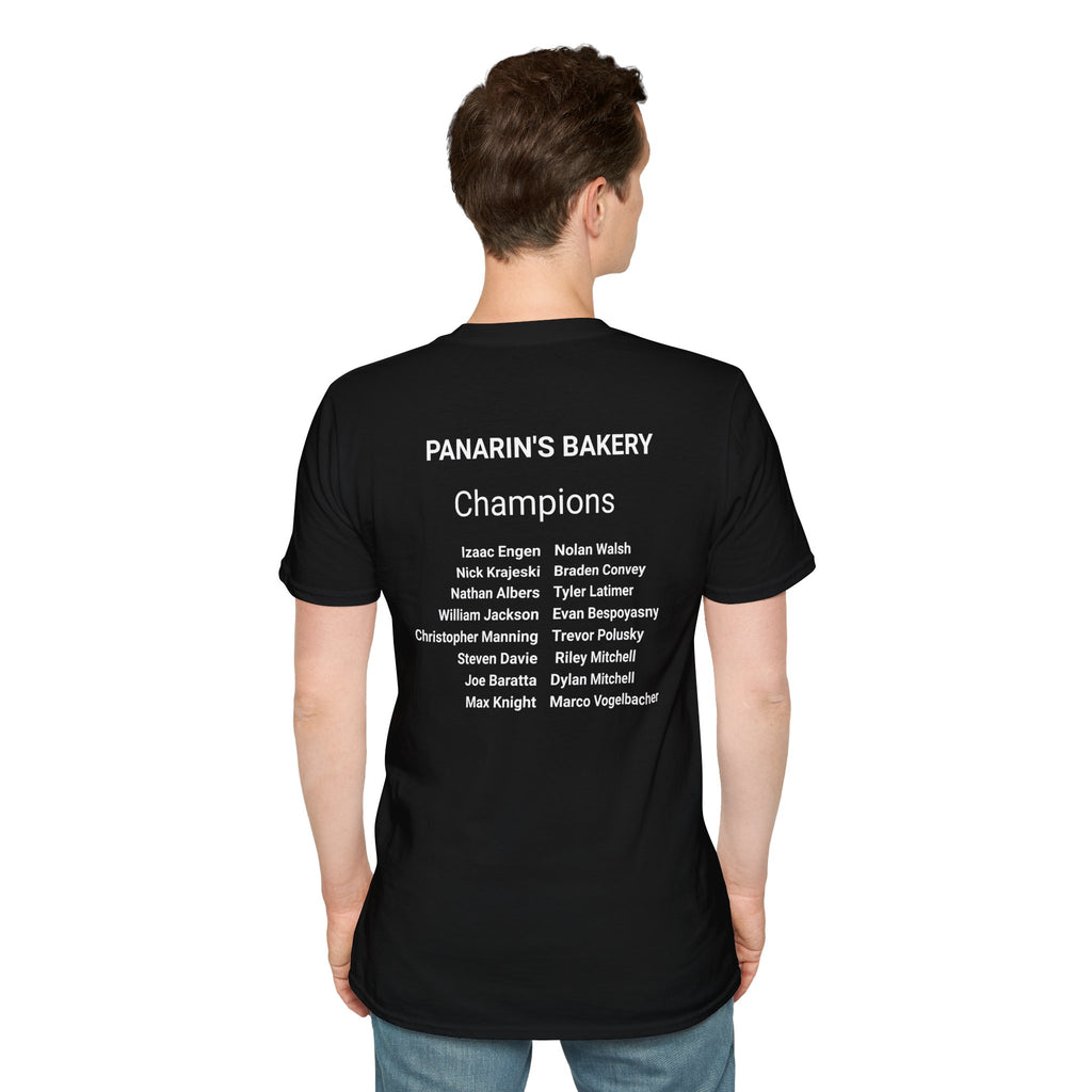 43-Champions Team T-Shirt — "Panarin's BAKERY" Winter 25/26 Top Division with roster on the back