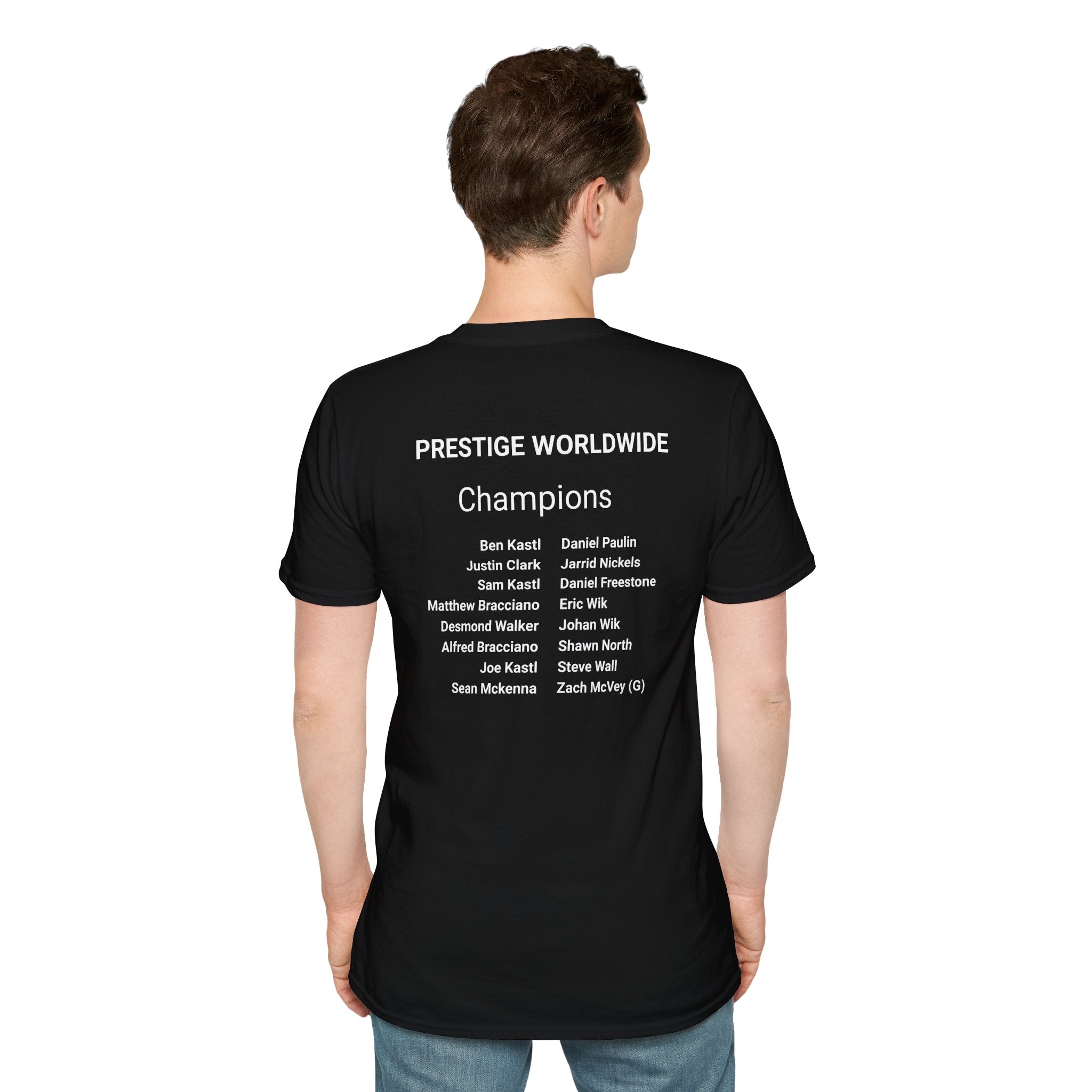 33-Champions Team T-Shirt — "Prestige Worldwide" Winter 25/26 Intermediate A Division with roster on the back